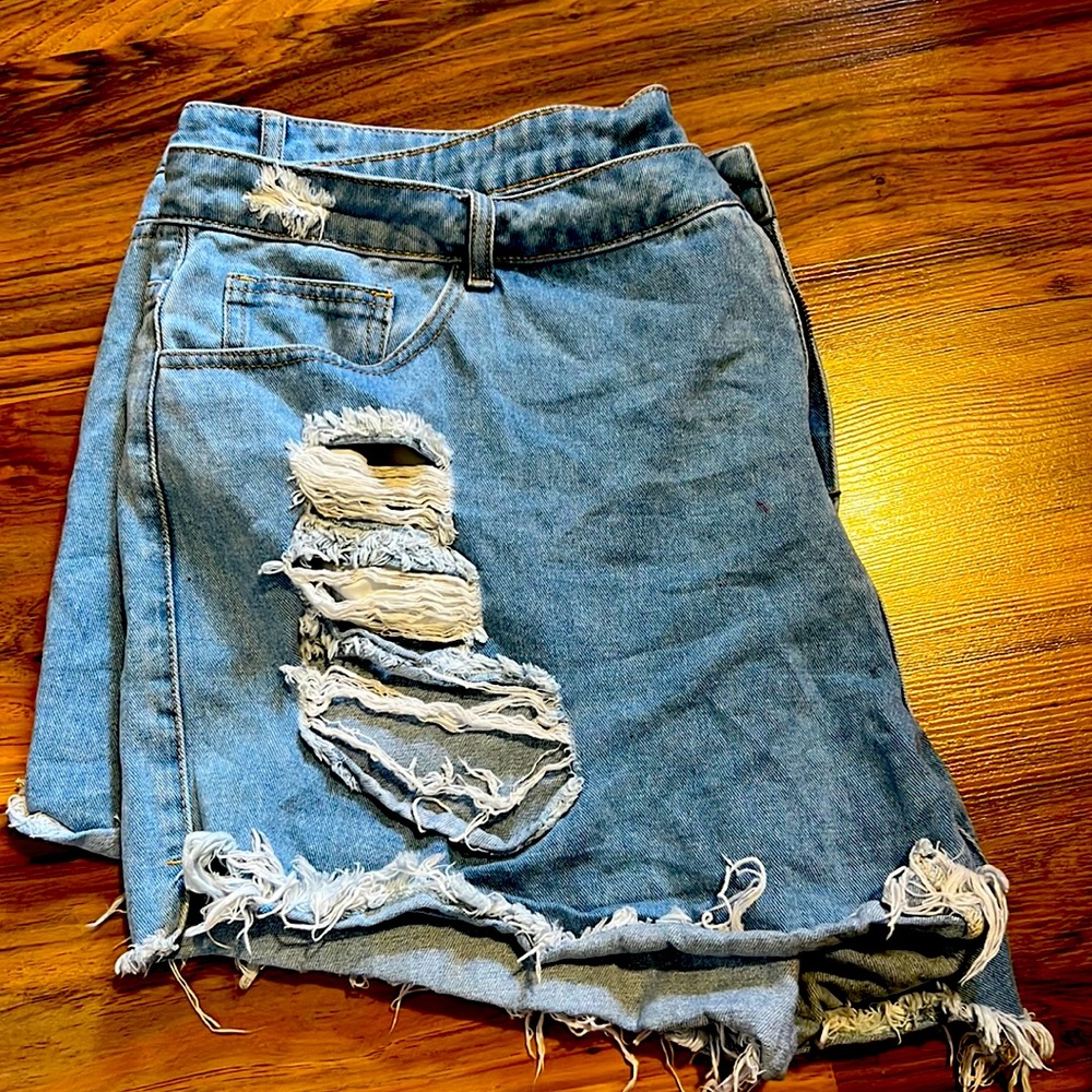 Ripped style jean shorts